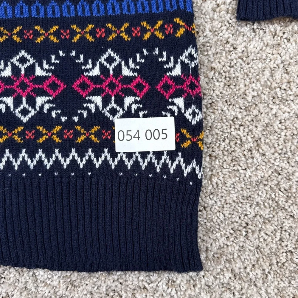 Talbots Cardigan Womens M Navy Fair Isle Button‎ Front Knit Sweater Long Sleeve